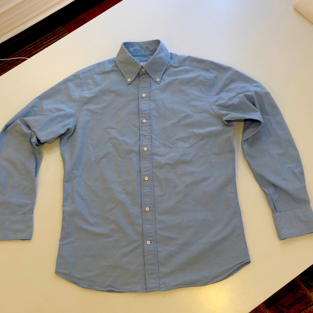 Luxire Mens Dress Shirt, Button Down Collar, Blue, Size Medium